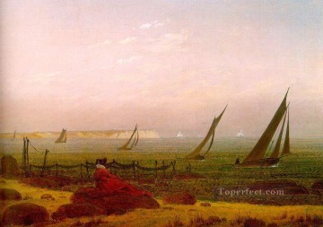  Caspar Oil Painting - Woman on the Beach of Rugen Romantic boat Caspar David Friedrich